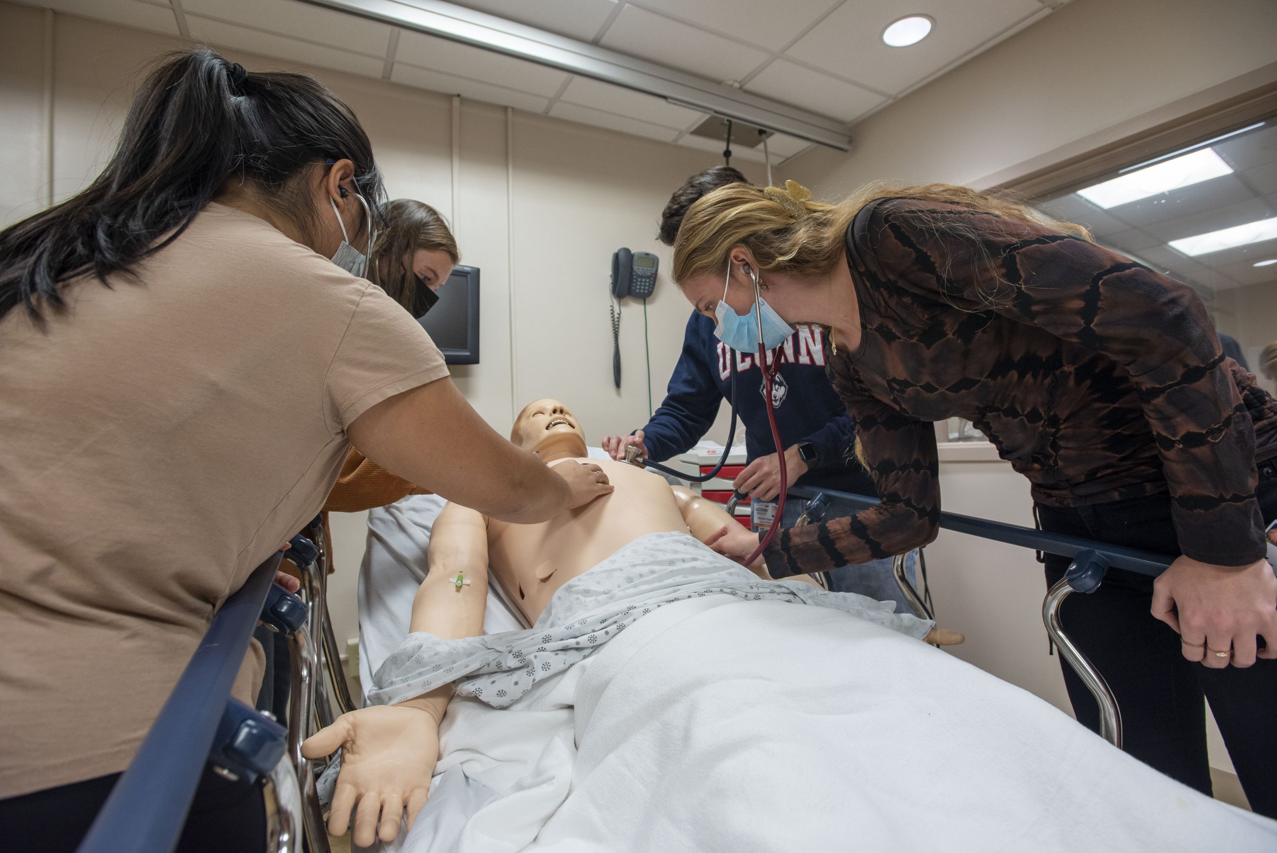 Medical students in the Clinical Simulation Center (CSC) located at UConn Health